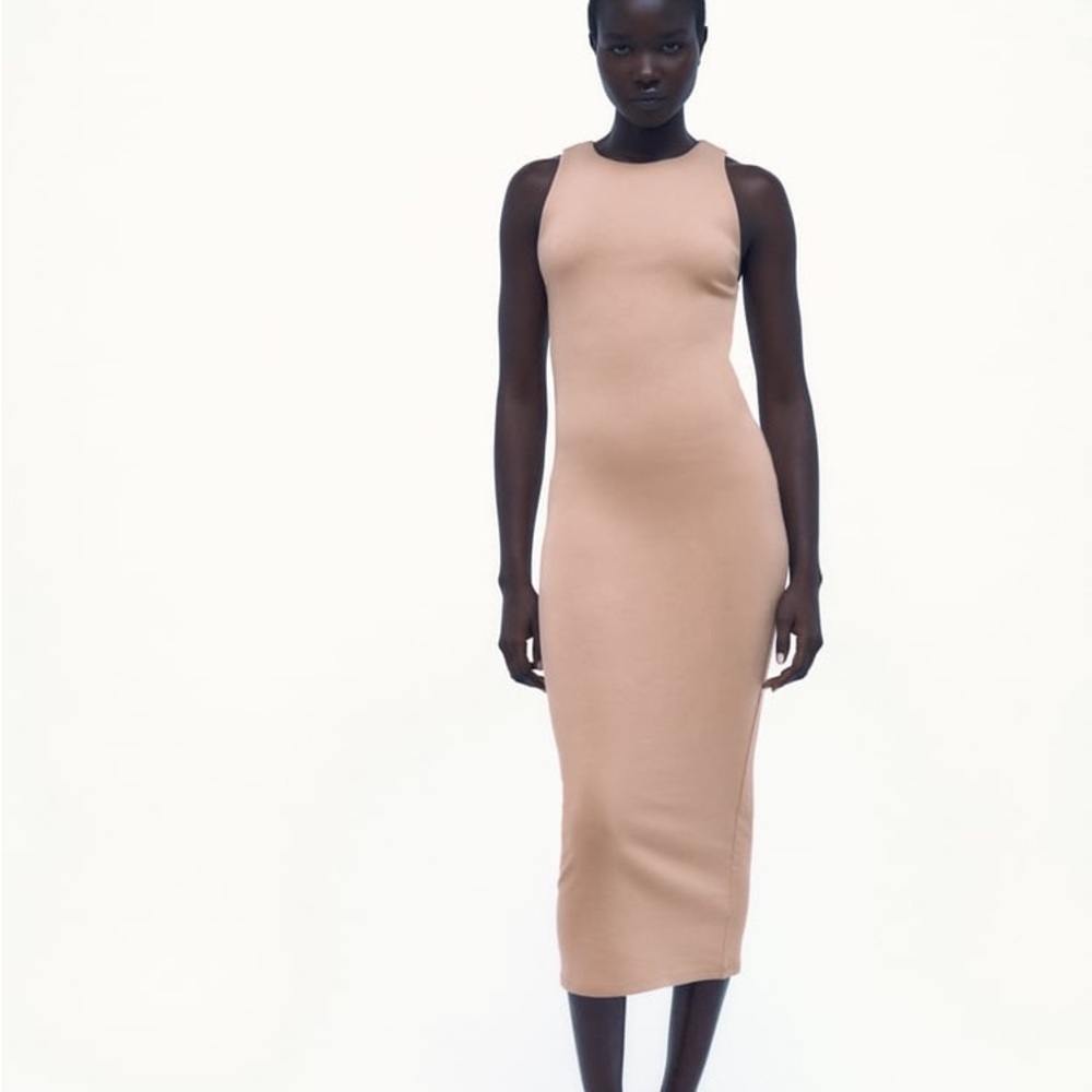 Zara Halter Neck Dress Nude